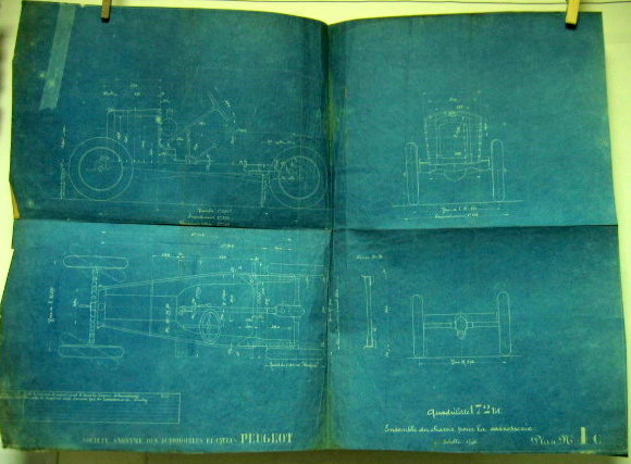 Couverture de 1924 PEUGEOT QUADRILETTE 172 BC PLAN D'ORIGINE DU CHASSIS