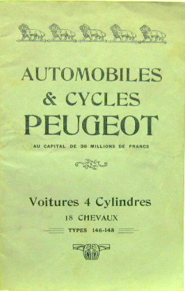 Couverture de PEUGEOT 4 CYLINDRES 18 CV TYPE 146-148 LIVRET D'ENTRETIEN