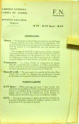 Couverture de FN 10 CV 10 CV SPORT 16 CV LIVRET DE GRAISSAGE