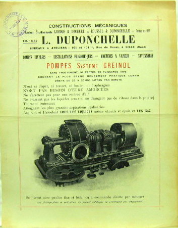 Couverture de 1921 CONSTRUCTIONS MECANIQUES L.DUPONCHELLE A LILLE PROSPECTUS