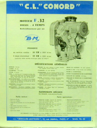 Couverture de MOTEURS CL CONORD BM F 32 DIESEL A PARIS CATALOGUE