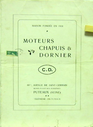 Couverture de MOTEURS CHAPUIS DORNIER PUTEAUX 1913 ET 1920