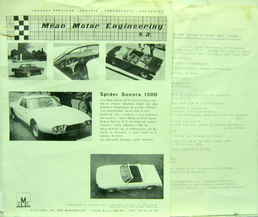 Couverture de MEAN SPIDER SONORA 1500 AVEC SA FEUILLE DE CARACTERISTIQUES PROSPECTUS