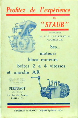 Couverture de MOTEURS STAUB MOTEURS ET BOITES A PARIS