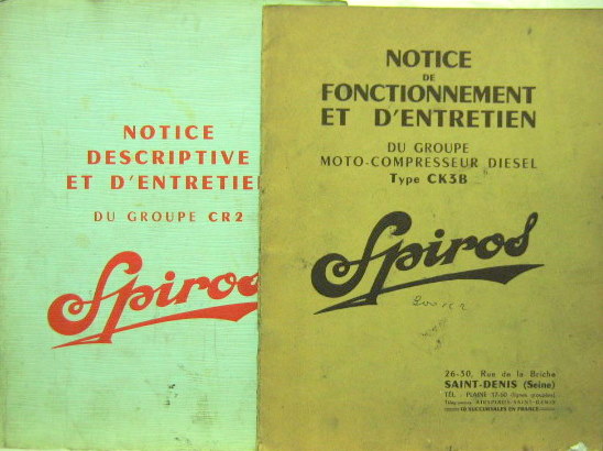 Couverture de MOTEURS SPIROS GROUPE MOTO COMPRESSEUR DIESEL CK3B LIVRET D'ENTRETIEN A SAINT DENIS