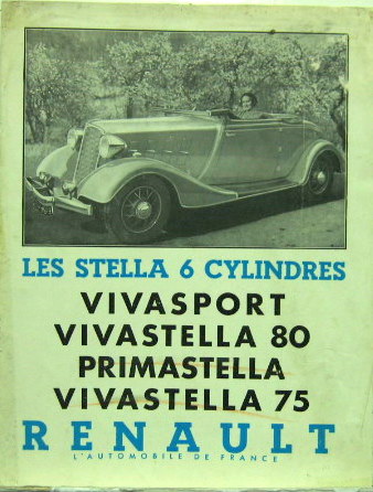Couverture de RENAULT VIVASPORT ET STELLA 6 CYLINDRES VIVA 80 ET 75 ET PRIMASTELLA CATALOGUE