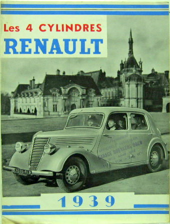 Couverture de 1939 RENAULT LES 4 CYLINDRES (BRUXELLES )DEPLIANT