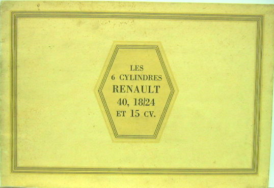 Couverture de RENAULT 6 CYLINDRES 40 18/24 15 CV CATALOGUE