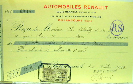 Couverture de 1910 RENAULT RECU