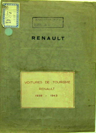 Couverture de 1939-1943 RENAULT CHEMISE D'ARCHIVES AVEC 4 PHOTOS 2 VIVA ET 2 PRIMA