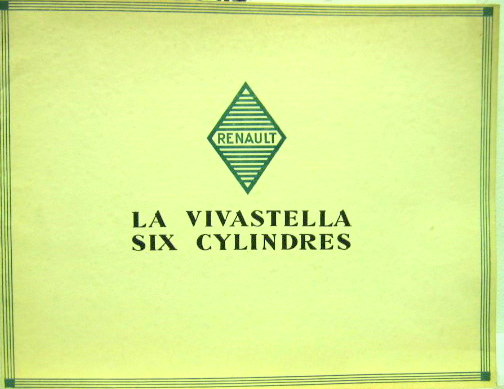 Couverture de 1928 RENAULT VIVASTELLA CATALOGUE AVEC SON ADDITIF DESSINS DE RENE VINCENT