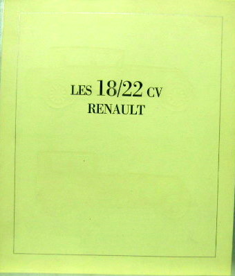 Couverture de RENAULT 18/22 CV CATALOGUE
