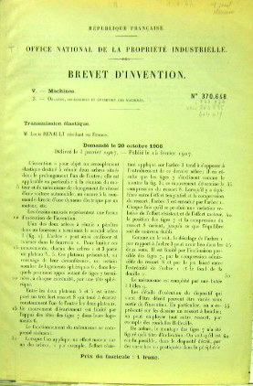 Couverture de 1907 RENAULT BREVET POUR UN ACCOUPLEMENT ELASTIQUE