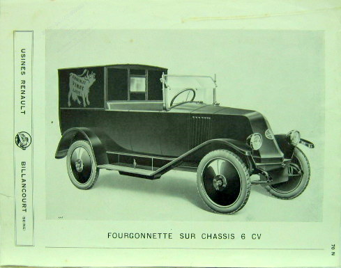 Couverture de RENAULT 6 CV FOURGONNETTE PROSPECTUS