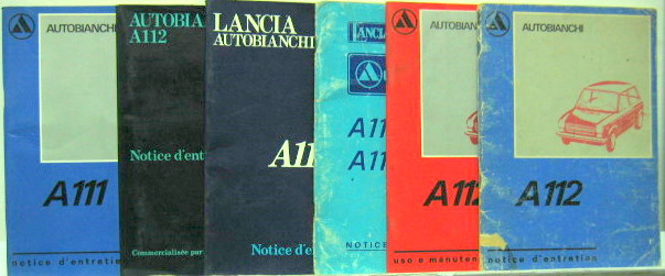 Couverture de AUTOBIANCHI A111 A112 LIVRET D'ENTRETIEN AU CHOIX