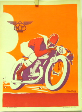 Couverture de 1935 AFFICHE ORIGINALE DU MCF MOTO CLUB DE FRANCE DESSIN DE GEO HAM SANS TEXTE