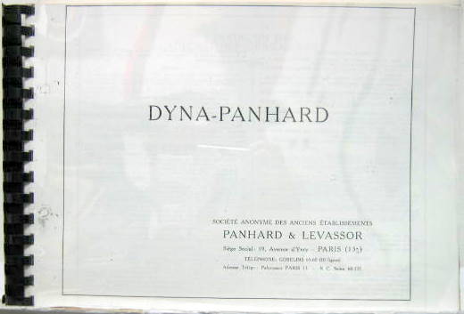 Couverture de PANHARD X BERLINE CABRIOLET FOURGONETTE ET JUNIOR CATALOGUE DE PIECES DETACHEES EN PHOTOCOPIES RELIEES