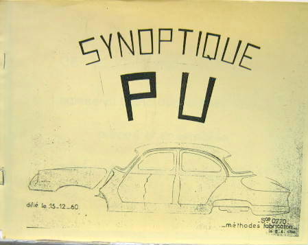 Couverture de 1960 PANHARD PL17 METHODES DE FABRICATION DE LA CAISSE EN BLANC CHEZ CHAUSSON EN PHOTOCOPIES AGRAPHEES