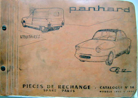 Couverture de 1964 PANHARD PL17 1960 A 1964 CATALOGUE DE PIECES DETACHEES N°14