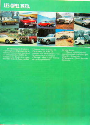 Couverture de 1973 OPEL LA GAMME CATALOGUE