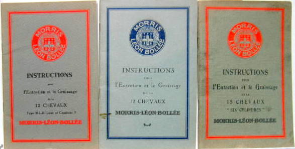 Couverture de MORRIS LEON BOLLEE 12-15 CH LIVRET D'ENTRETIEN
