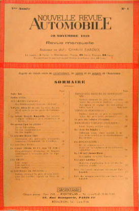 Couverture de 1929 NOUVELLE REVUE AUTOMOBILE LOT DE 12 NUMEROS
