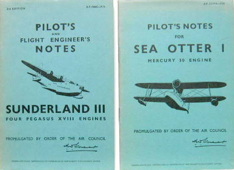 Couverture de SUNDERLAND III ET SEA OTTER I PILOT'S NOTES EN FAC SIMILE AU CHOIX