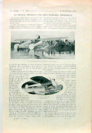 Couverture de 1913 NOUVEAU MONOPLAN A 2 FUSELAGES NIEUPORT ARTICLE