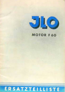 Couverture de JLO MOTOR F 60 ERSATZTEILLISTE UNE SEULE IMAGE EN ALLEMAND