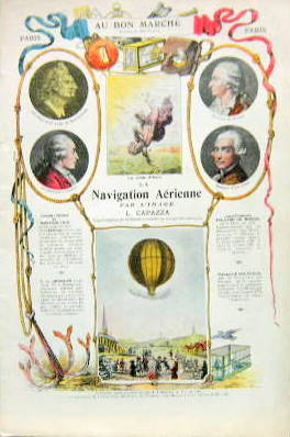 Couverture de 1909 LA NAVIGATION AERIENNE PAR L'IMAGE AVEC BALLONS DIRIGEABLES ET AVIONS DES DEBUTS FASCICULE DONNE PAR LE BON MARCHE
