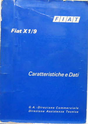 Couverture de 1972-XI FIAT X 1/9 CARATTERISTICHE E DATI EN ITALIEN