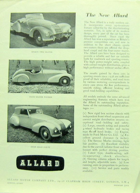 Couverture de ALLARD SPORT TWO SEATER - FOUR SEATER TOURER - DROP HEAD COUPE