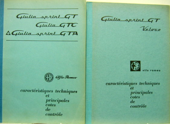 Couverture de 1966 ALFA ROMEO 1600 GT-GTC-GTA SPRINT GT VELOCE CARACTERISTIQUES TECHNIQUES