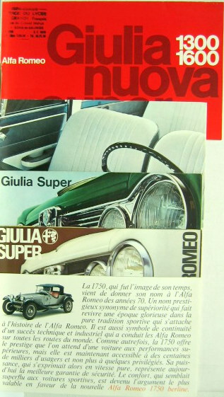 Couverture de ALFA ROMEO GIULIA BERLINE CATALOGUE