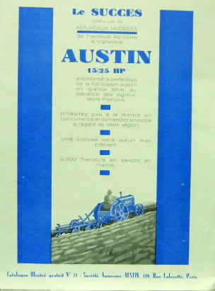 Couverture de 1929-9 TRACTEUR AUSTIN 15-25 HP PROSPECTUS