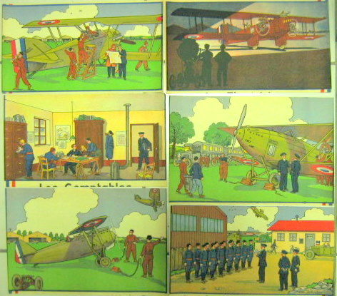 Couverture de JEANJEAN AFFICHE ORIGINALE D'AVANT GUERRE POUR S'ENGAGER DANS L'AVIATION ELLE A ETE DECOUPEE EN 6 MORCEAUX CORRESPONDANT AU METIERS DE L'ARMEE DE L'AIR