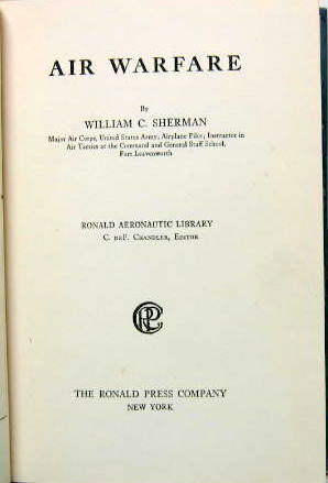 Couverture de 1926 AIR WARFARE DE W.C.SHERMAN EN ANGLAIS