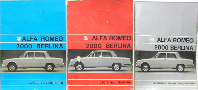 Couverture de ALFA ROMEO 2000 BERLINA LIVRET D'ENTRETIEN AU CHOIX