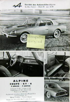 Couverture de ALPINE COUPE GT4 PROSPECTUS ORIGINAL