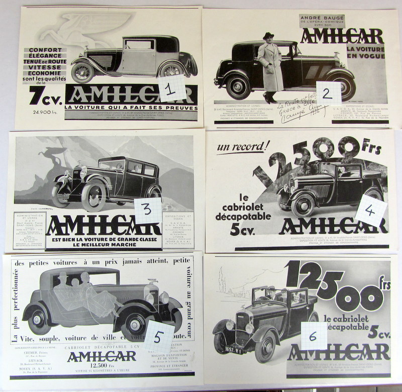 Couverture de AMILCAR PUBLICITE DECOUPEE DANS UNE REVUE D'EPOQUE