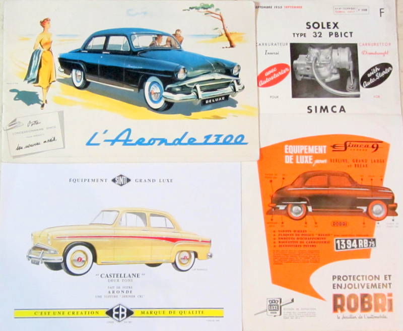 Couverture de 1956 SIMCA ARONDE 1300 CATALOGUE +SOLEX SINTI ROBRI