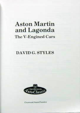 Couverture de ASTON MARTIN AND LAGONDA THE V ENGINED CARS EN ANGLAIS