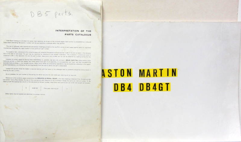 Couverture de ASTON MARTIN DB5 - DB4 DB4 GT  PARTS CATALOGUE