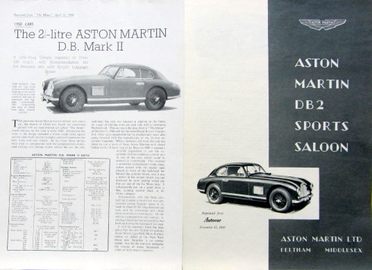 Couverture de 1950 ASTON MARTIN DB 2  ESSAIS D'EPOQUE  EN ANGLAIS