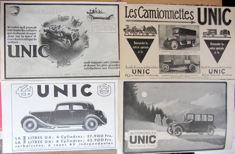 Couverture de UNIC A PUTEAUX PUBLICITE DECOUPEE DANS LES REVUES D'EPOQUE