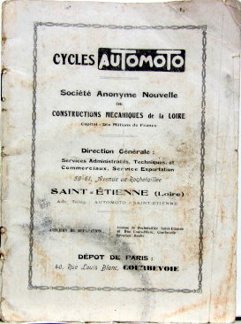 Couverture de 1935 AUTOMOTO A 17 350 CC LIVRET D'ENTRETIEN AU CHOIX