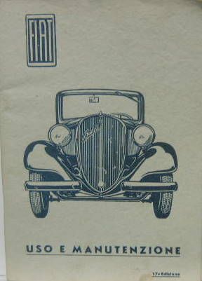 Couverture de FIAT BALILLA 1937 LIVRET D'ENTRETIEN