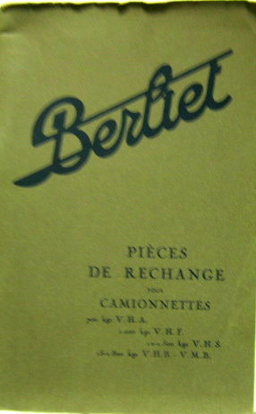 Couverture de BERLIET CAMIONNETTE VHA VHF VHS VHB VMB CATALOGUE DE PIECES DE RECHANGE
