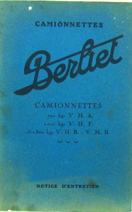 Couverture de BERLIET CAMIONNETTE VHA VHF VHB VMB CATALOGUE DE PIECES DETACHEES