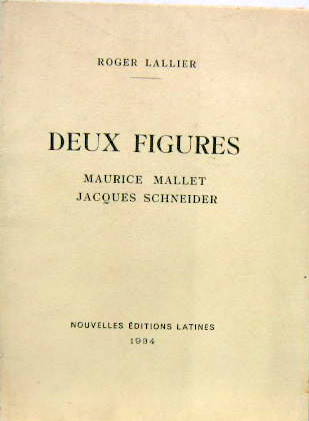 Couverture de MALLET M. ET SCHNEIDER J. DEUX FIGURES LIVRE NUMEROTE SUR 400